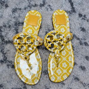 Tory Burch Miller Sandal Yellow Print Size 10